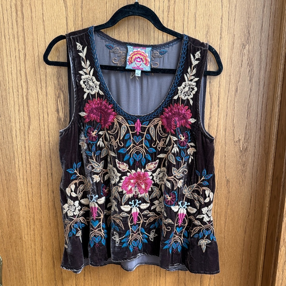 Johnny Was Multicolor Embroidered Tank Top